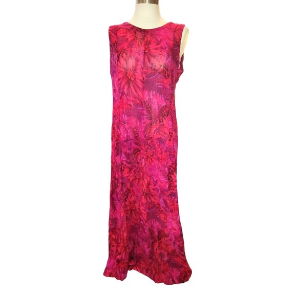 Rouge Dress Sleeveless Red Pink Purple Floral Maxi Medium Summer Rayon jj3529 - Picture 1 of 6